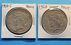 Peace Dollar Lot of 2 (1923-S and 1924-P)