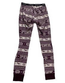 Victoria Secret Pink Pajama Pants Womens XS ONLY SLEEP IN Dog Snowflakes