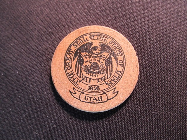 Vintage State Of Utah Wooden Nickel Token - State Seal of UT Wood Nickel Coin V1