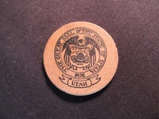 Vintage State Of Utah Wooden Nickel Token - State Seal of UT Wood Nickel Coin V1