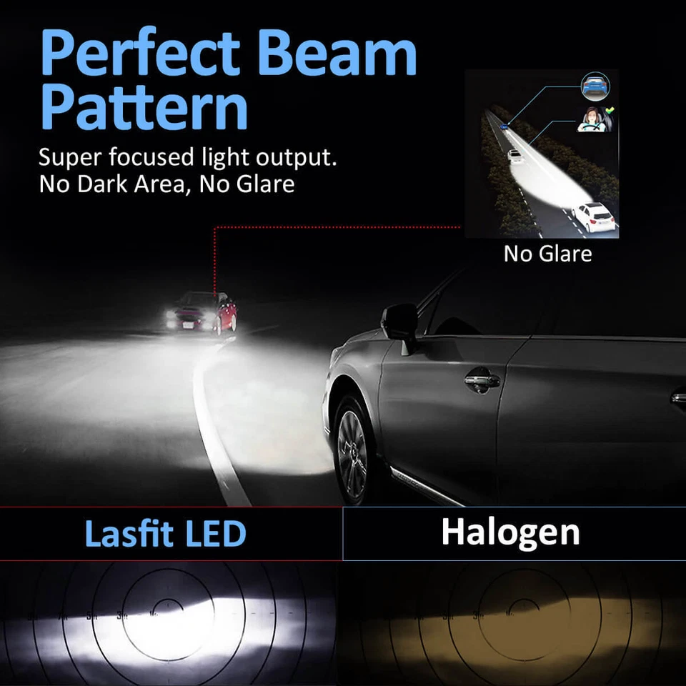 Lasfit Combo H11 9005 LED Headlights Bulb Hi Low Beam Regular Bright White 6000K - Image 3 of 4