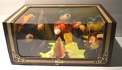 Margarette Steiff Mohair Nimrod 3 Camping Teddy Bears Set Made in Germany