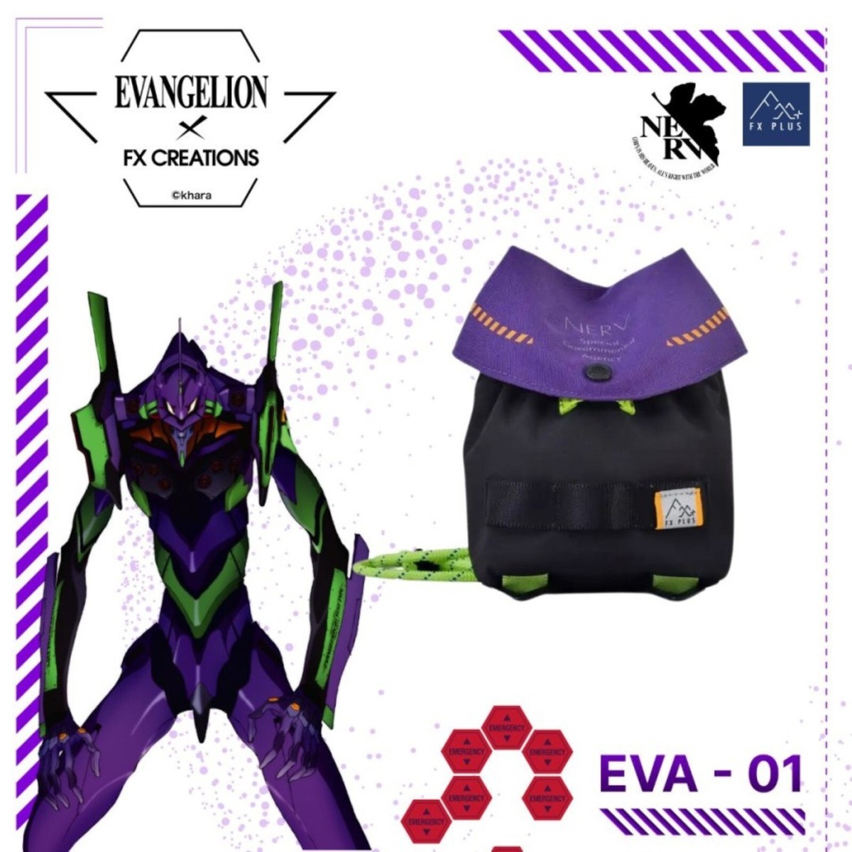 Backpack Sling Bag Black Purple Evangelion X FX CREATIONS | Eva 01
