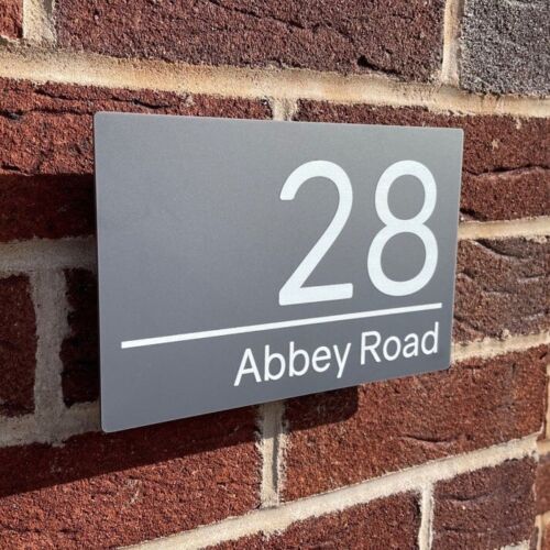 House Signs Plaques Contemporary Door Numbers Grey Personalised Name Door Plaque - Picture 2 of 8