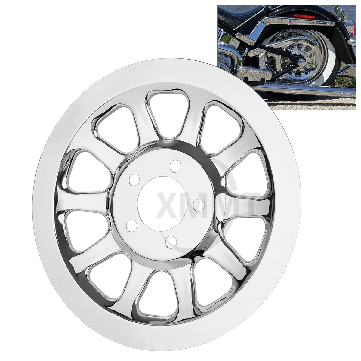 Chrome Rear Pulley Cover Insert For Harley Heritage Softail FLSTC