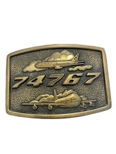 1983 Vintage Brass Boeing 747-67 Belt Buckle - Airplane, Aeronautics, Boeing