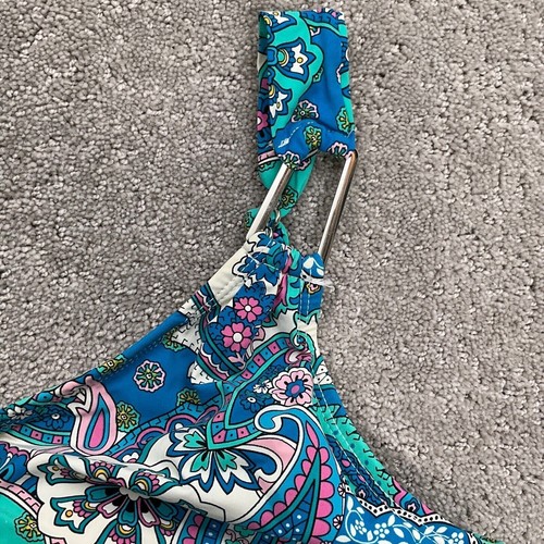 Spanx Love Your Assets Swimsuit Women L Blue Multi Paisley 1 Piece Tummy Control - Picture 2 of 10