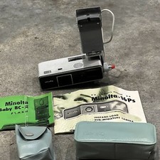 Minolta 16-Ps Sub-Miniature Camera with Baby BC-III Flash, Manuals & Case