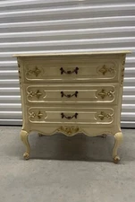 Hollywood Regency French Provincial White Crackled Chest of Drawers  Cabinet