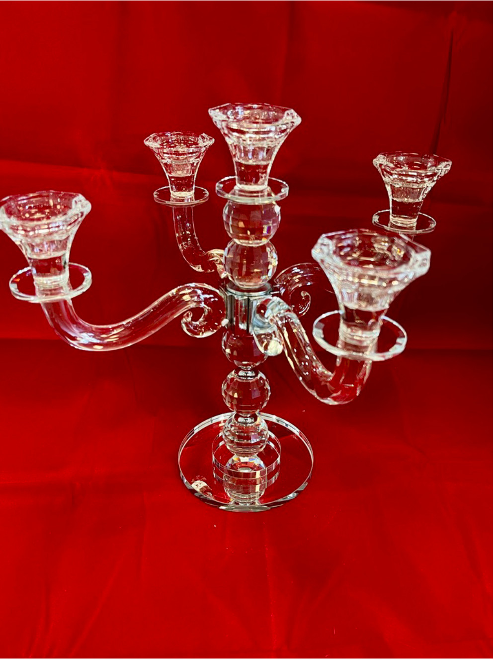 5 Arms Crystal Candle Holder Candle Holders 5 Arms Gold and silver color