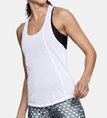 NEW Under Armour Threadborne HeatGear Racerback Tank Top White Womens Large  NWT