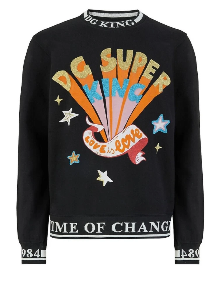 New Men s Dolce Gabbana Super King Black Jumper Size 46 eBay