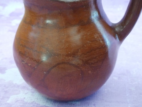 Art Pottery Brown Stoneware Pitcher Jug Creamer Rustic Farmhouse 6.5in Vintage - Picture 11 of 11
