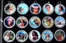 15 Moana Silver Flat Bottle Cap Necklaces Set 1