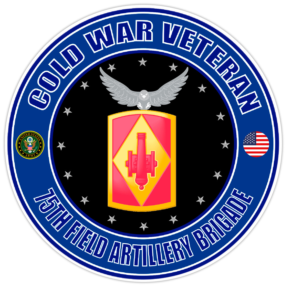 Cold War Veteran 75th Field Artillery Brigade Bumper Sticker Military Decal 5"