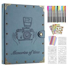 Leather Scrapbook Album 60 Pages Love Memory Photo Album 8.5x11 inch Travelli...