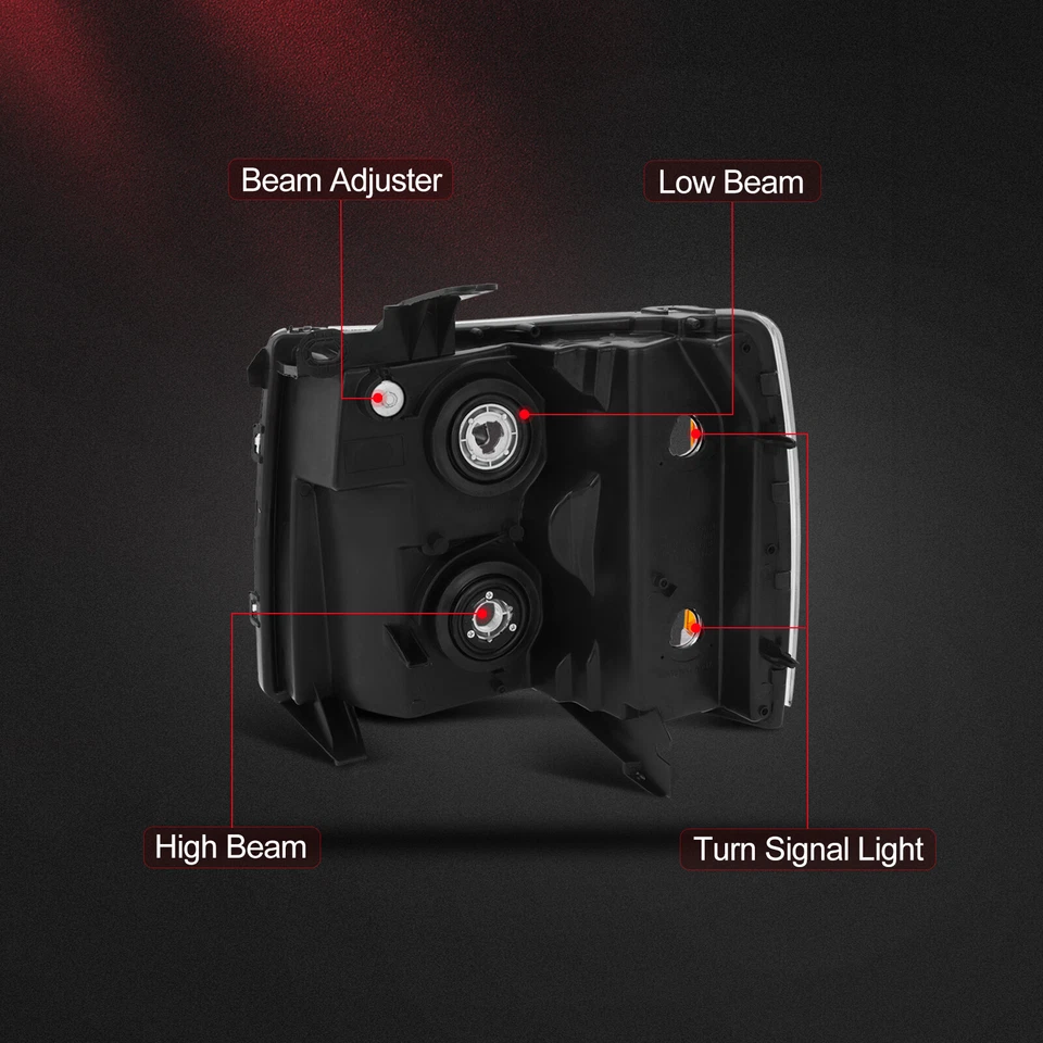 Conjunto de faros para Chevy Silverado 1500 2500HD 3500HD 2007-2014 par Foto 4 de 4