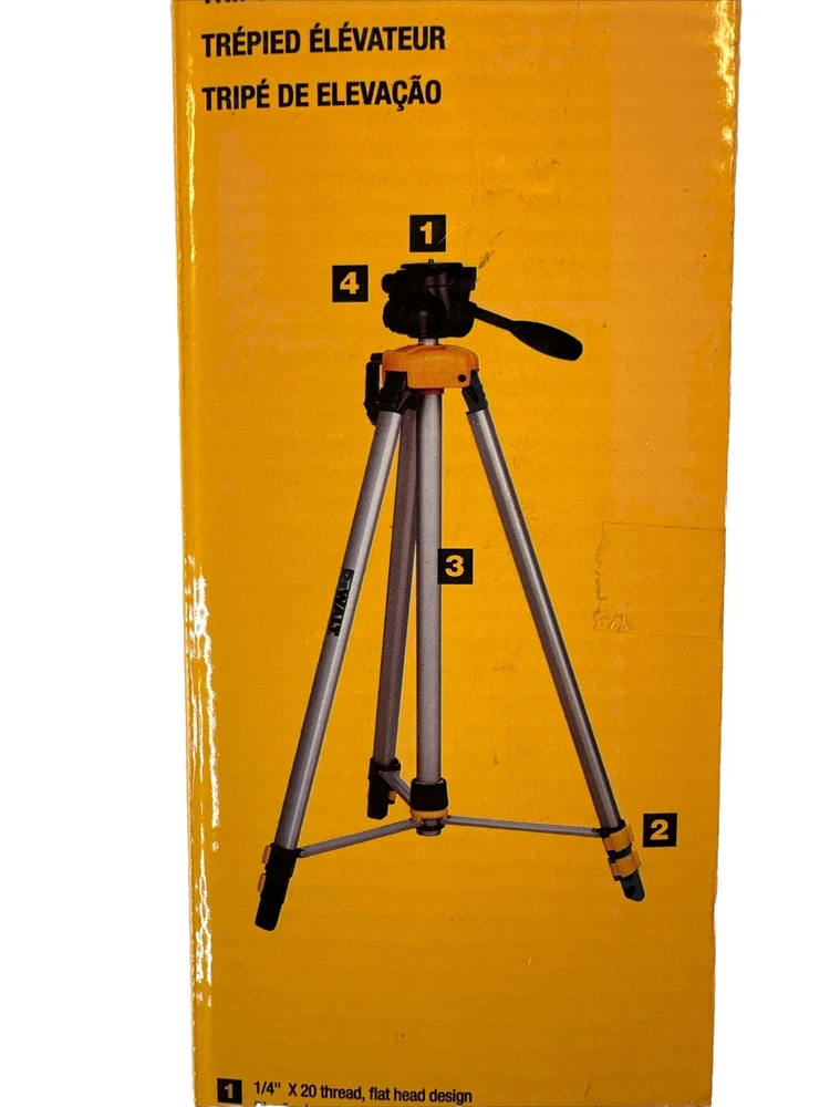 DEWALT Laser Level Tripod ¼ x 20 Thread Mount Collapsible Legs Non-Skid Feet 72”