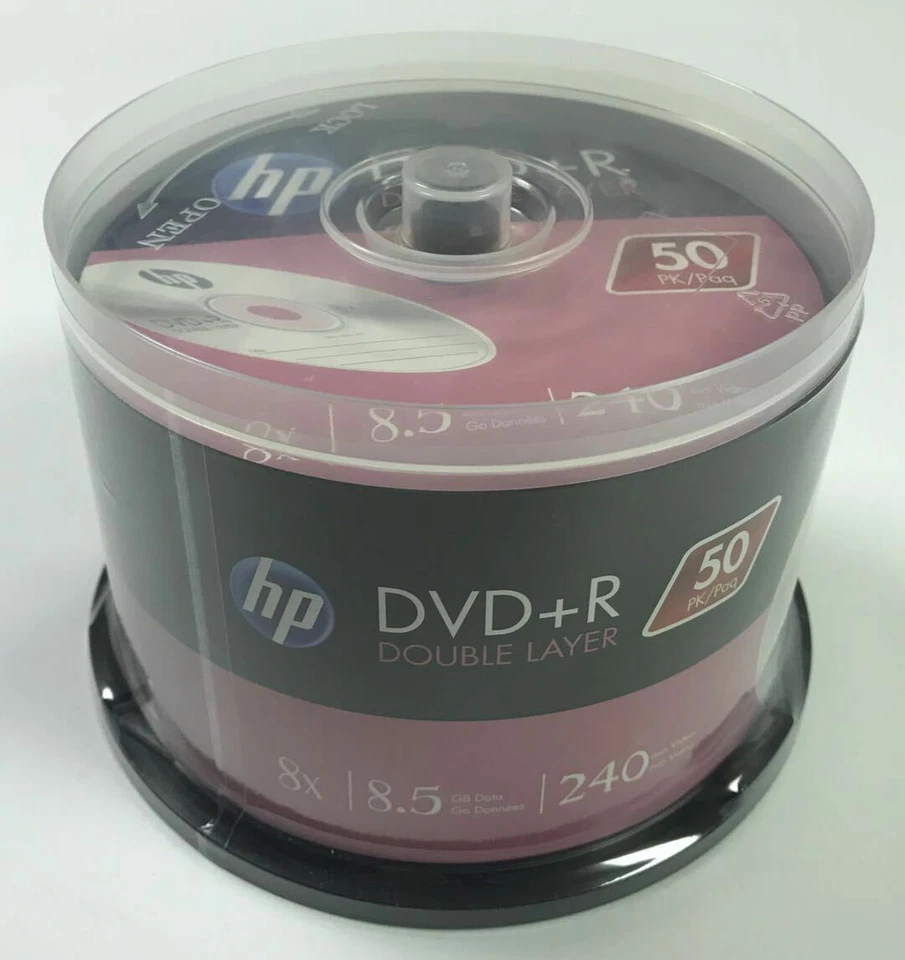 50PCS NEW HP DUAL Layer DVD+R ,8X 8.5GB 240min , DRDL08050CB, FREE 2 DAY SHIP - Image 2 of 3