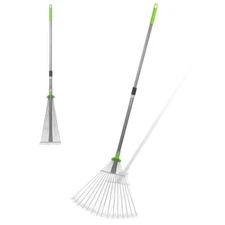 WORKPRO Heavy Duty Leaf Rake Telescopic 32"-63" Adjustable Metal Gardening Rakes