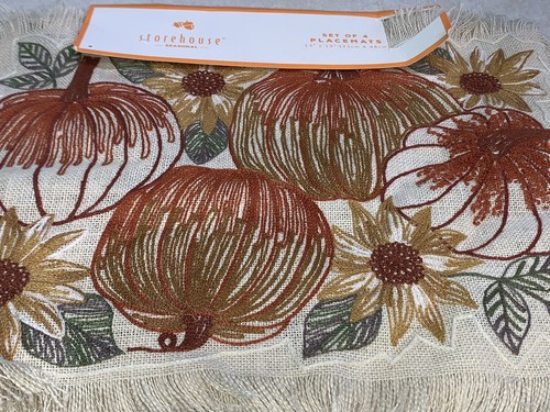 Storehouse Fall Thanksgiving Halloween Placemats Set of 4 Jute 13” x 19” New - Picture 2 of 7