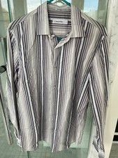 WORN ONCE  MENS CALVIN KLEIN PURPLE STRIPED SHIRT, SZ M, SUPER BUY 