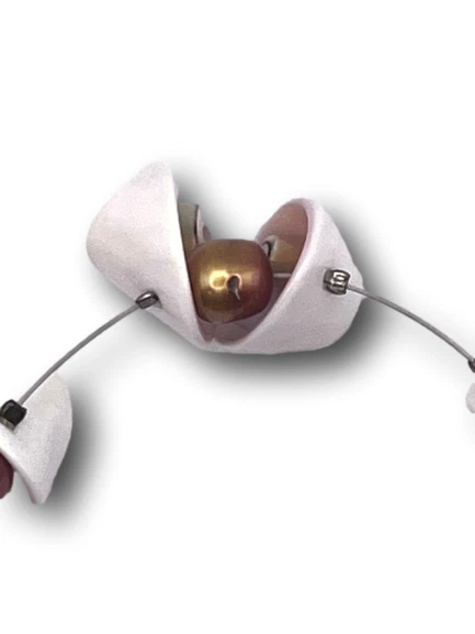 BELLISSIMO BRACCIALE PERLE DI FIUME E CONCHIGLIA ARGENTO - Immagine 3 di 4