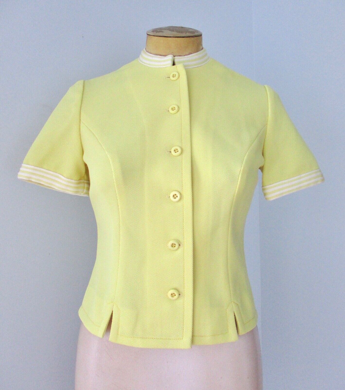 Vtg 70s Leslie Fay Yellow 2-Pc Fit Flare Ringer D… - image 10