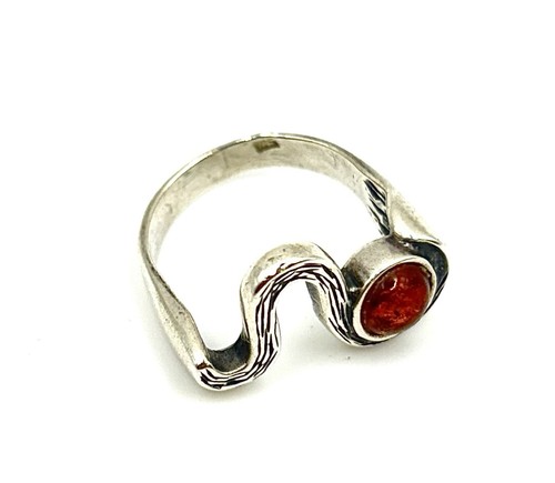Vintage Baltic Amber Sterling Silver Snake Ring Size 6.5
