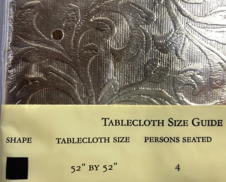 Sultans Linens Vintage Vinyl Flannel Tablecloth 52" x 52” Holiday Christmas GOLD - Image 4 of 4