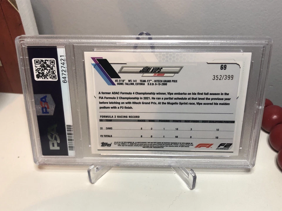 2021 Topps Chrome Formula 1 Juri Vips F2 Future Stars Purple Refractor/399 - Image 2 of 2