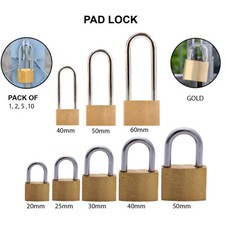 Long Shackle Padlock Brass Security Locker OutDoor Security Pad Lock With 3 Keys