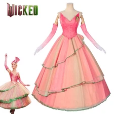 Wicked Glinda Cosplay Costume Women Pink Dress Wedding Dress Crinoline