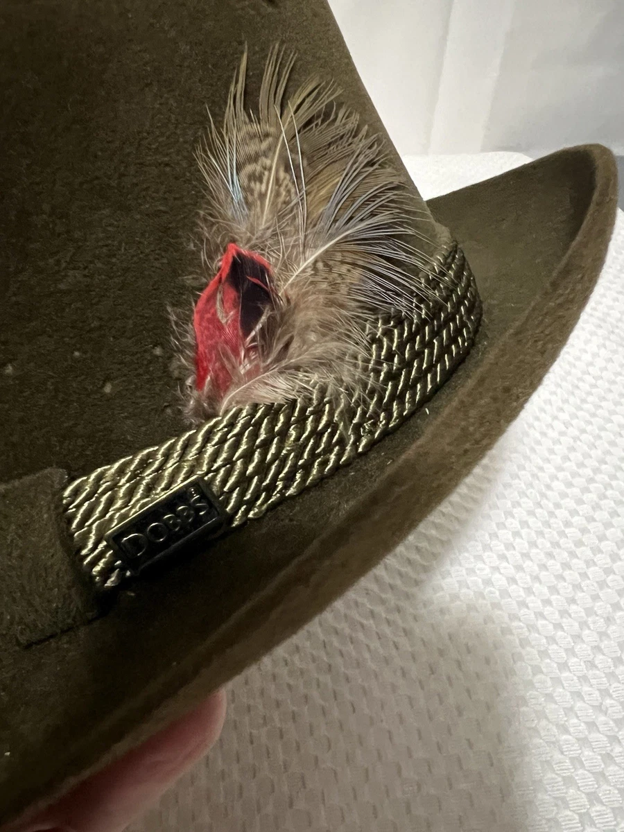 Sombrero Fedora Dobbs Hunter Para Hombre Fieltro Verde Patrón Sólido Forrado, Talla 7