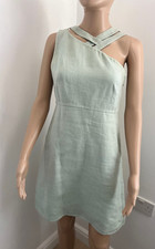 VALENTINO Garavani, VINTAGE , Sage Green, 100 %  linen dress size 40, UK 8