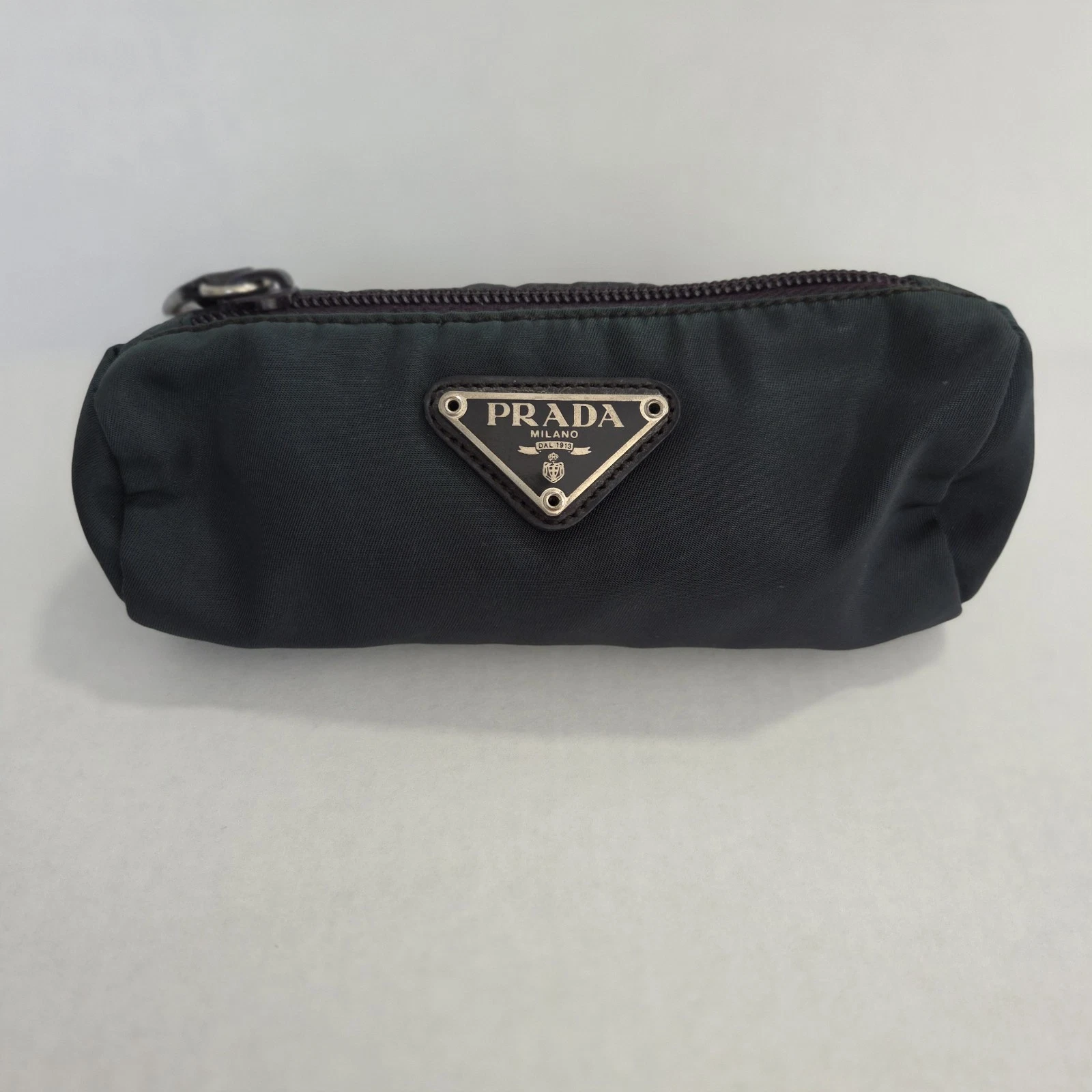 PRADA Black Nylon Makeup Bag Zipper Closure Case MPN 23 Made in Italy