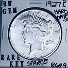 1927 P BU GEM PEACE SILVER DOLLAR UNC MS+++ U.S. MINT RARE KEY COIN 8699