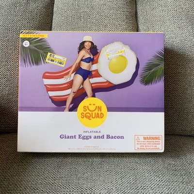 Sun Squad Giant Eggs and Bacon Pool Inflatable, Cool Pool Float, 6 Feet Long
