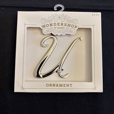 Wondershop Metal Monogram Letter Initial  U  Christmas Holiday Ornament - NEW