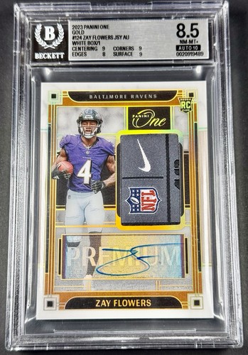 2023 Zay Flowers RC 1/1 BGS 8.5 AUTO 10 Nike Swoosh NFL Shield White Box RPA 💎