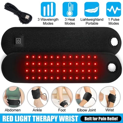 660nm Red & 850nm Near Infrared Light Therapy Pain Relief Waist Wrap Pad Belt UK