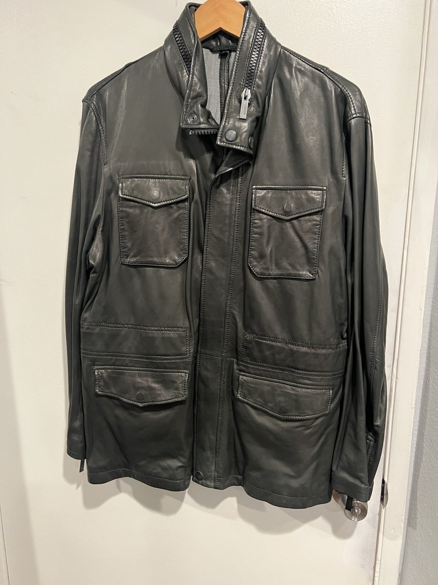 ジャケット・アウター emporio armani lamb leather jacket New ARMANI COLLEZIONI Lamb Skin Leather Jacket Size 44 Black MSRP