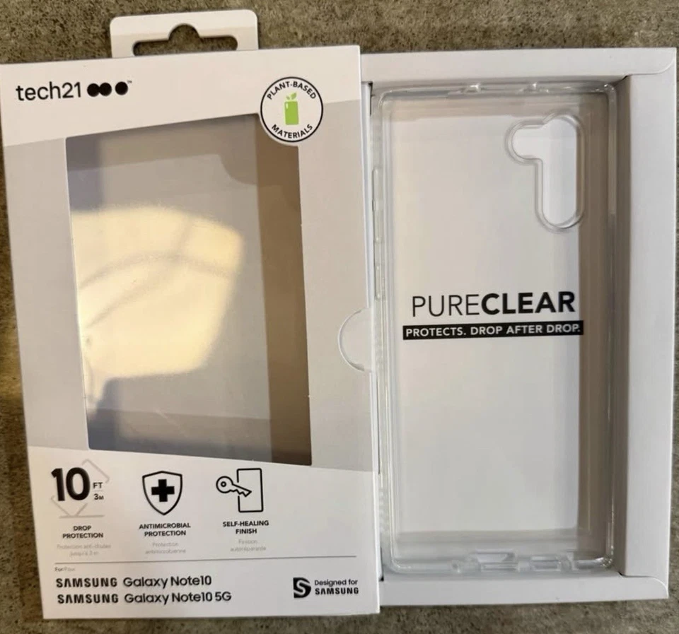 TWO CASES Tech21 PureClear Case Samsung Galaxy Note10/10 5G Drop Protection - Image 2 of 3