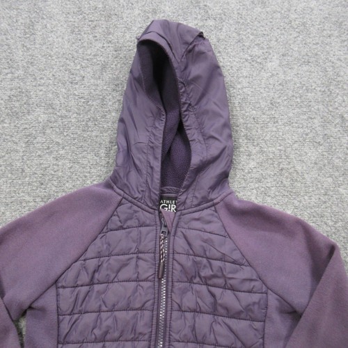 Athleta Girl Jacket Girls XS 6 Purple Quilted Hooded Full Zip Outdoor Damage - Picture 5 of 17