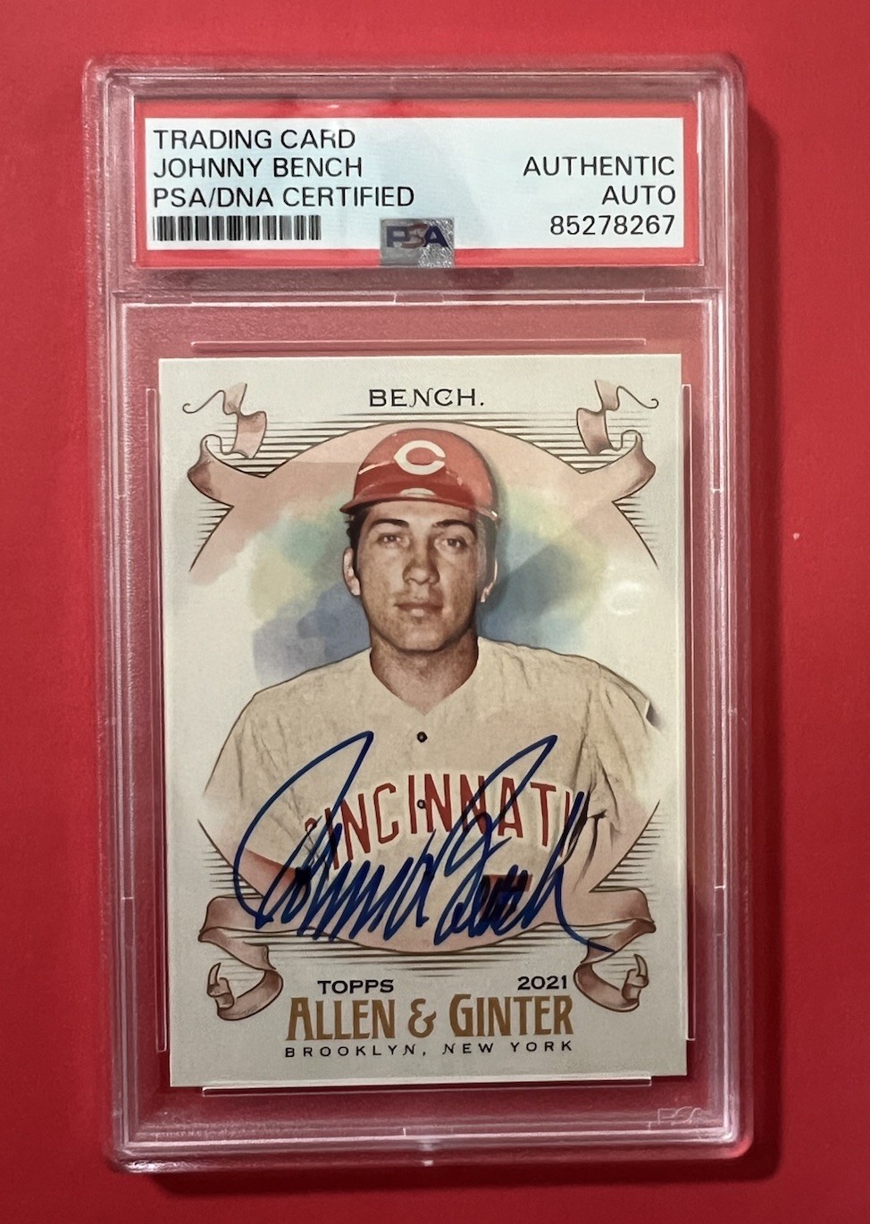 2021 Topps Allen & Ginter Johnny Bench #73 PSA/DNA Authentic Auto Reds Signed