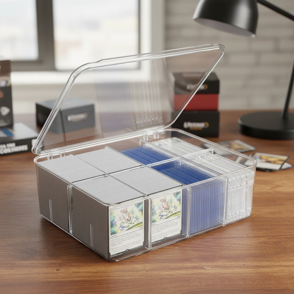 Elegant Transparent Trading Card Storage Box - Holds 2000+ Cards