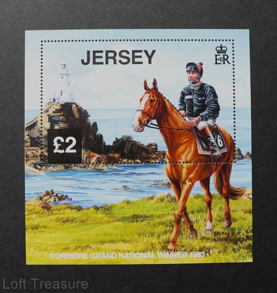 Estampillas de Jersey: "Corbiere - Grand National 1983" Paquete de Presentación £2.00 M/S 2013 Foto 2 de 4
