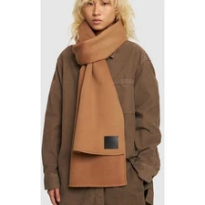 Anine Bing Ava Wool Cashmere Oversized Wide Thick Scarf Camel