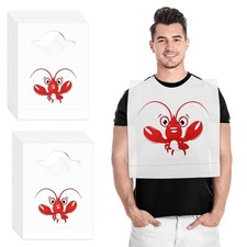 Disposable Adult Crab Bibs 50PCS Lobster Color Plastic Bibs for Crawfish