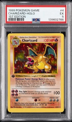1999 POKEMON GAME 1ST ED #4 CHARIZARD-HOLO PSA 5